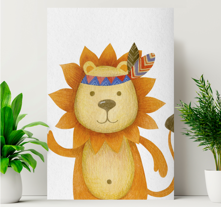 Friendly lion character platna slike z motivi živali - TenStickers