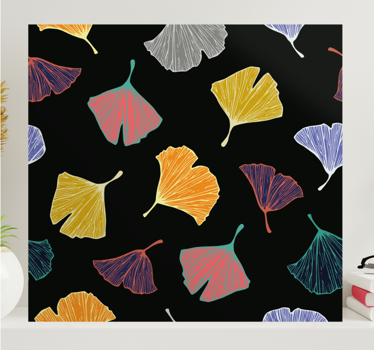 Ginkgo leaf illustrations slikarsko platno z rastlinami - TenStickers