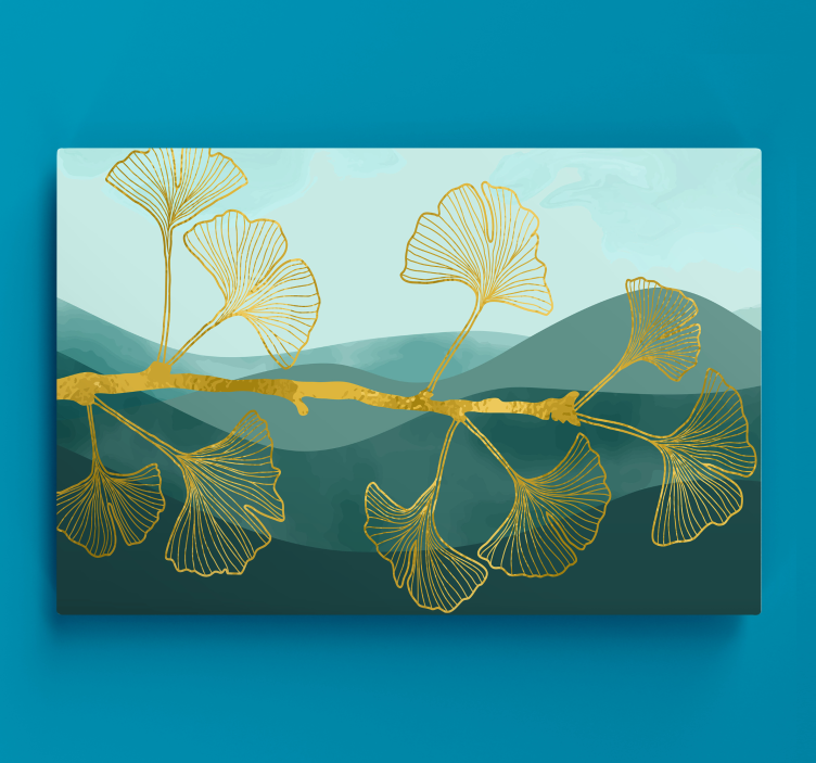 Ginkgo leaf reflection slikarsko platno z rastlinami - TenStickers