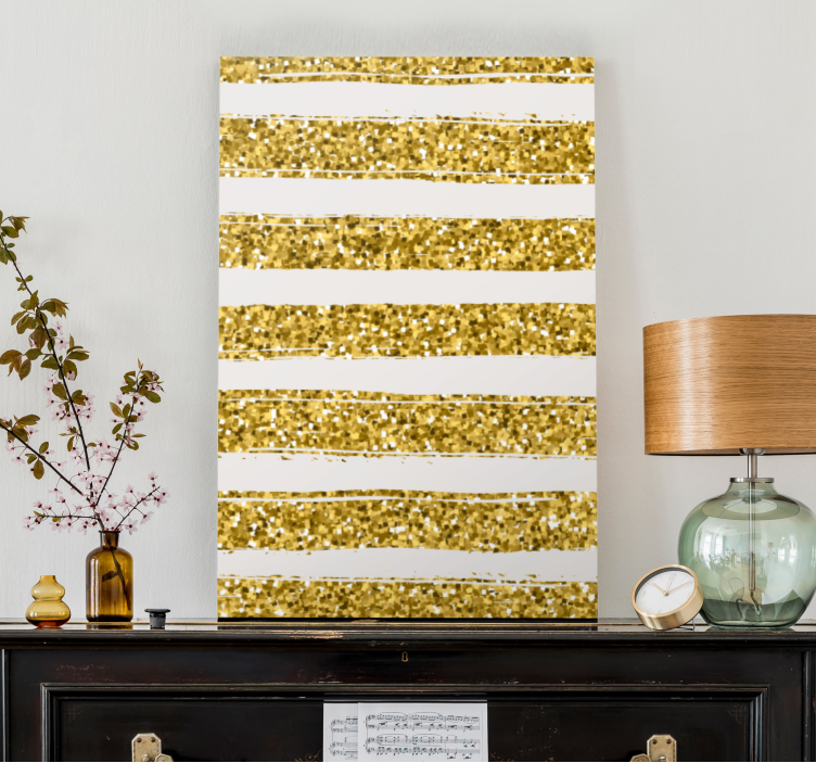 Golden glitter stripes povzetek na platnu - TenStickers