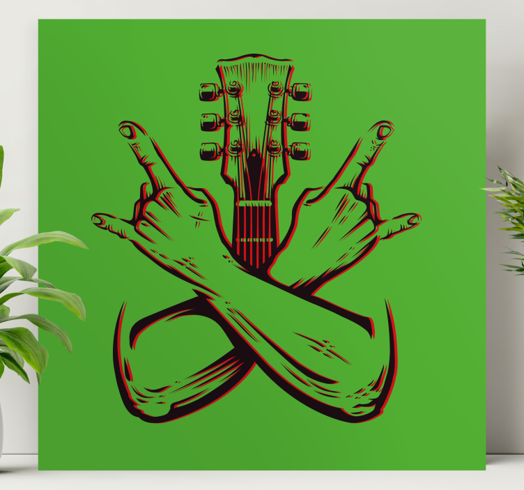 Guitar hand symbol platno slikanje glasbe - TenStickers