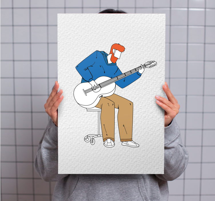 Guitarist performing music na platnu - TenStickers
