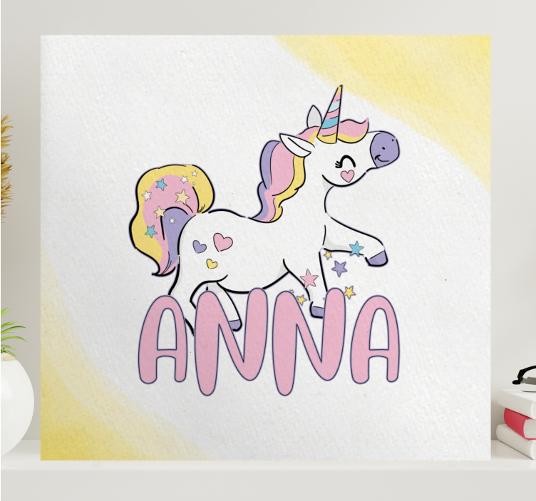 Happy unicorn character platno s sliko samoroga - TenStickers