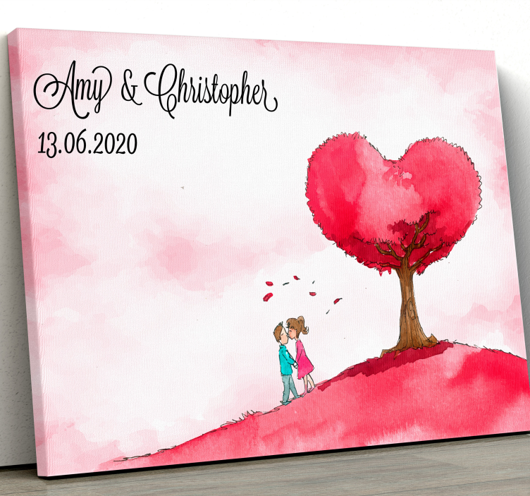Heart tree love platno v rustikalnem slogu - TenStickers