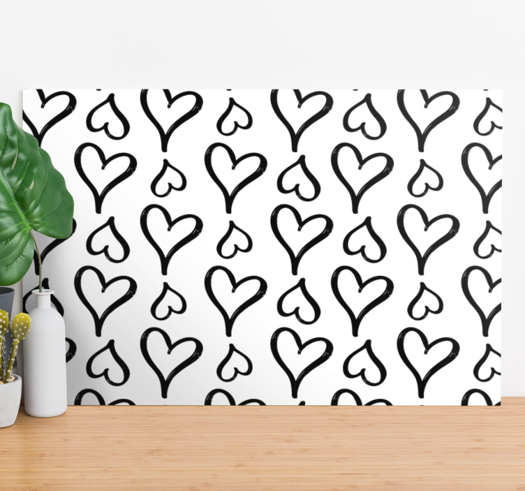Hearts pattern design platno s citatom za notranjo opremo - TenStickers