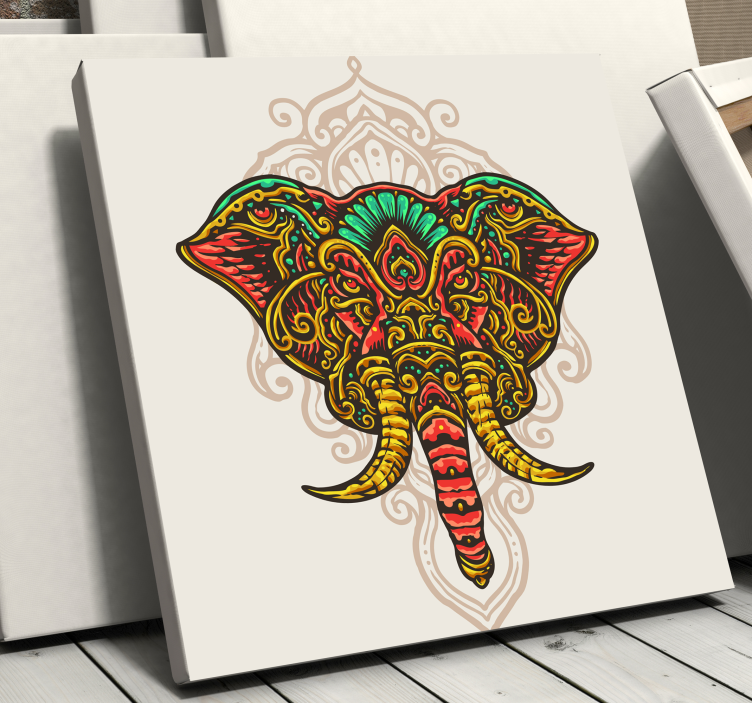 Intricate elephant motif olifant slika na platnu - TenStickers