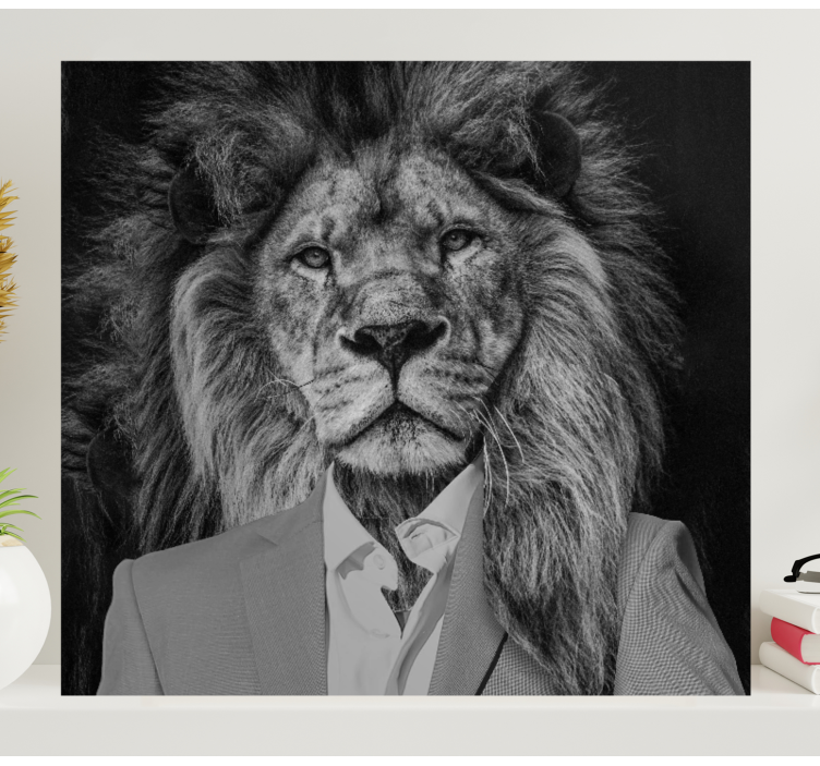 Lion in suit platno slikarstvo psa - TenStickers