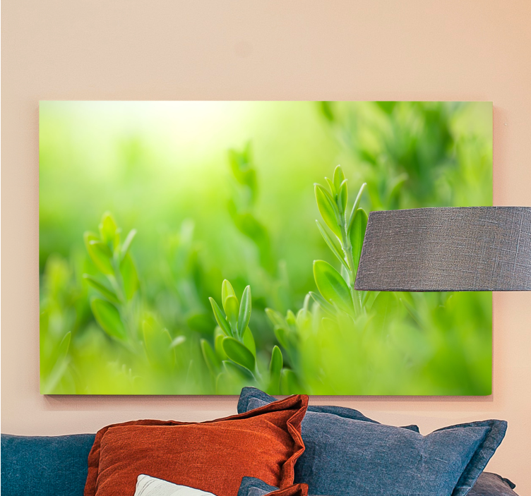 Lush greenery close-up slikarsko platno z rožami - TenStickers