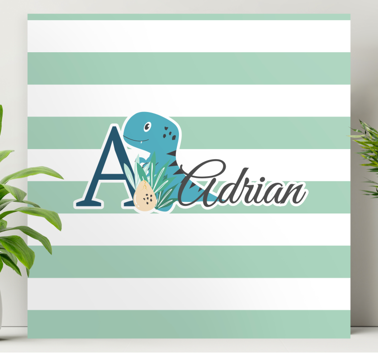 Ljubke živali dino z imenom personalizirano platno - TenStickers