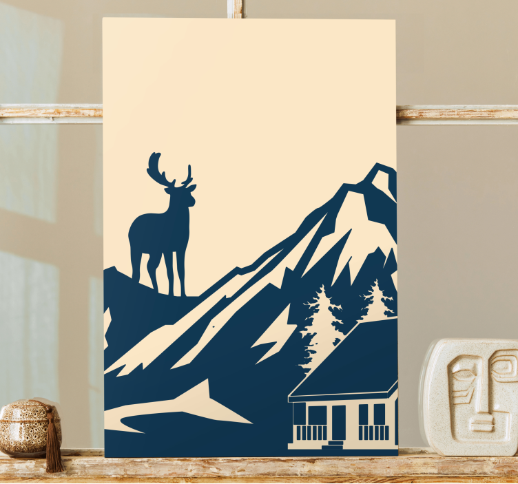 Majestic stag silhouette platno slikanje jelena - TenStickers
