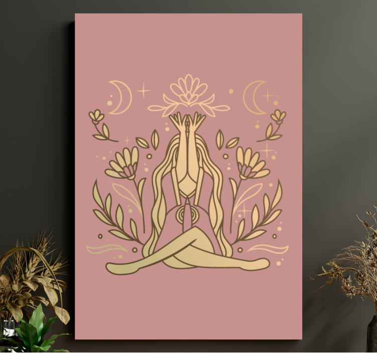 Meditative floral pose na platnu z zen motivom - TenStickers