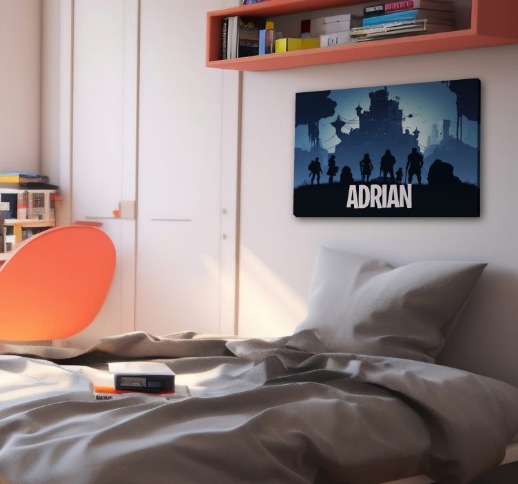 Modri epični grad tisk video iger na platno - TenStickers