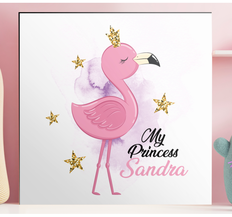 Moja princesa flamingo z imenom platna slike z motivi živali - TenStickers