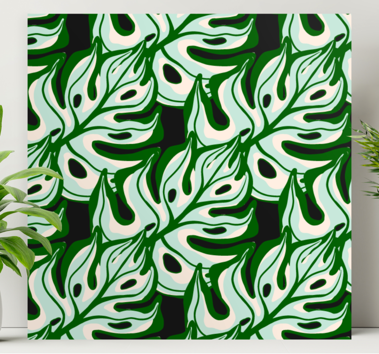 Monstera leaf pattern slikarsko platno z rastlinami - TenStickers