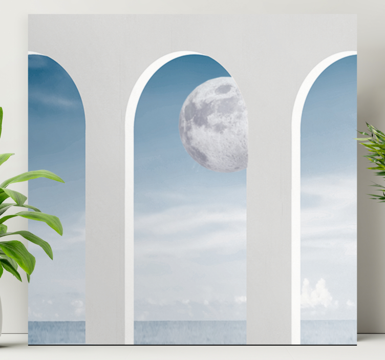 Moonlit archway scene povzetek na platnu - TenStickers