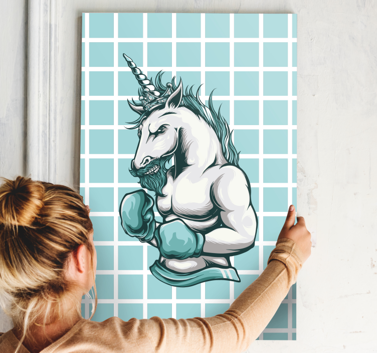 Muscular unicorn champion na platnu s superjunaki - TenStickers