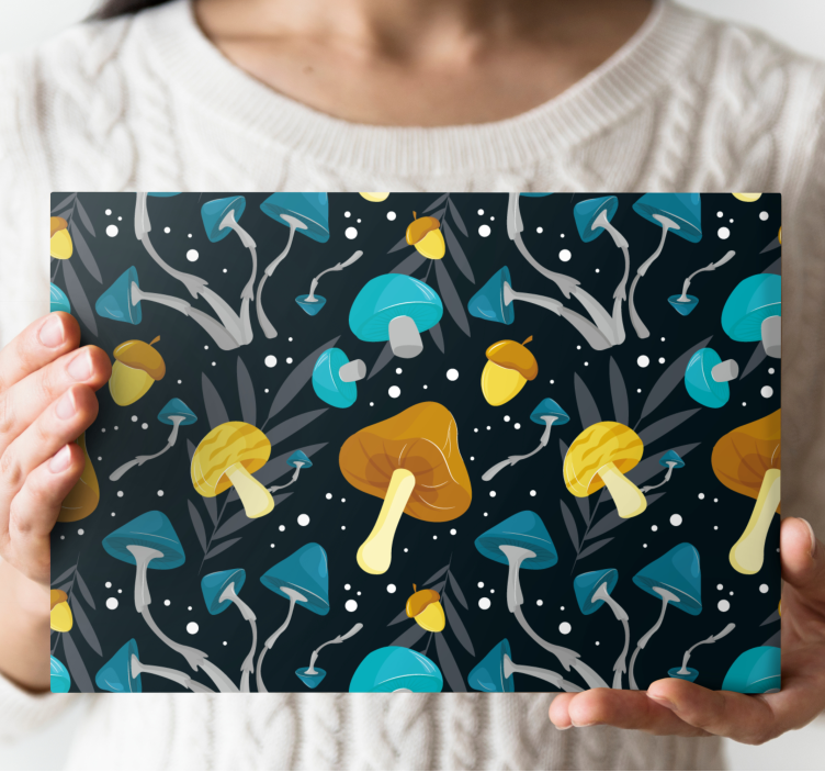 Mushroom forest pattern slikarsko platno z rastlinami - TenStickers
