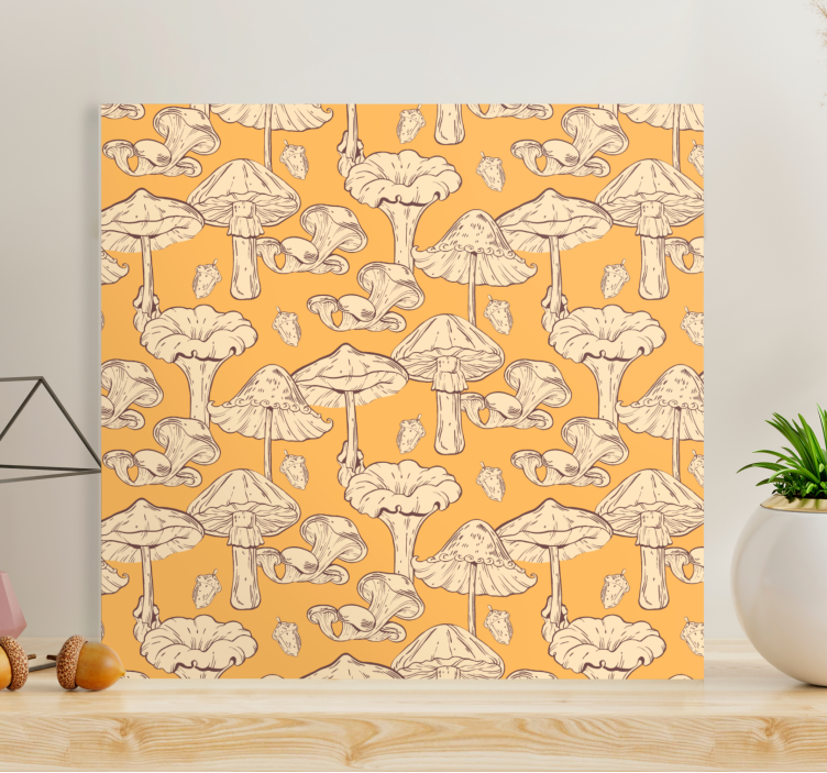Mushroom motif creation slikarsko platno z rastlinami - TenStickers