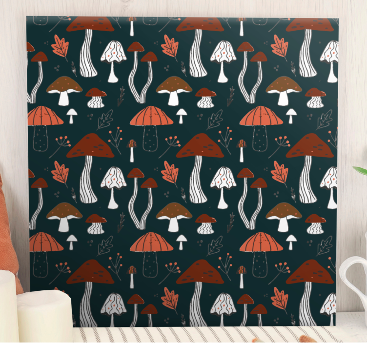 Mushroom pattern design slikarsko platno z rastlinami - TenStickers