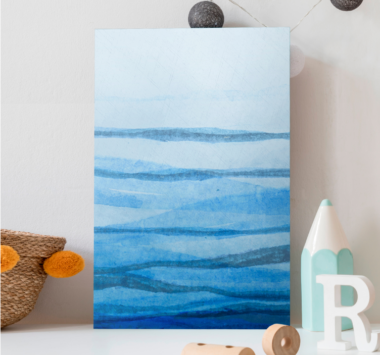 Ombre učinek stipes modri odtenki moderno platno - TenStickers