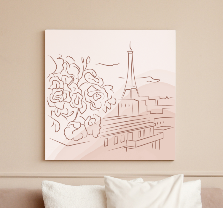 Parisian floral scene platno z mestnimi motivi - TenStickers