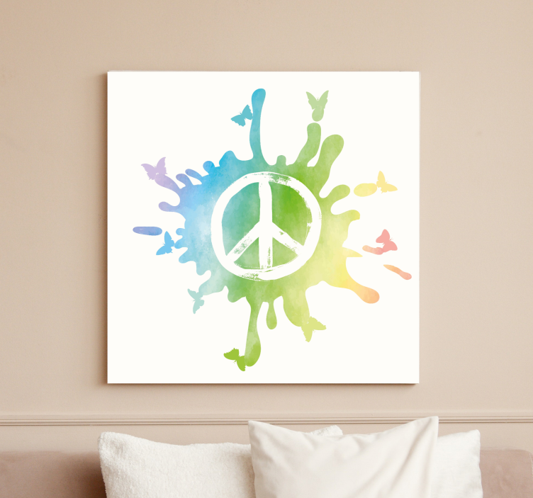 Peace symbol splash na rustikalnem platnu - TenStickers