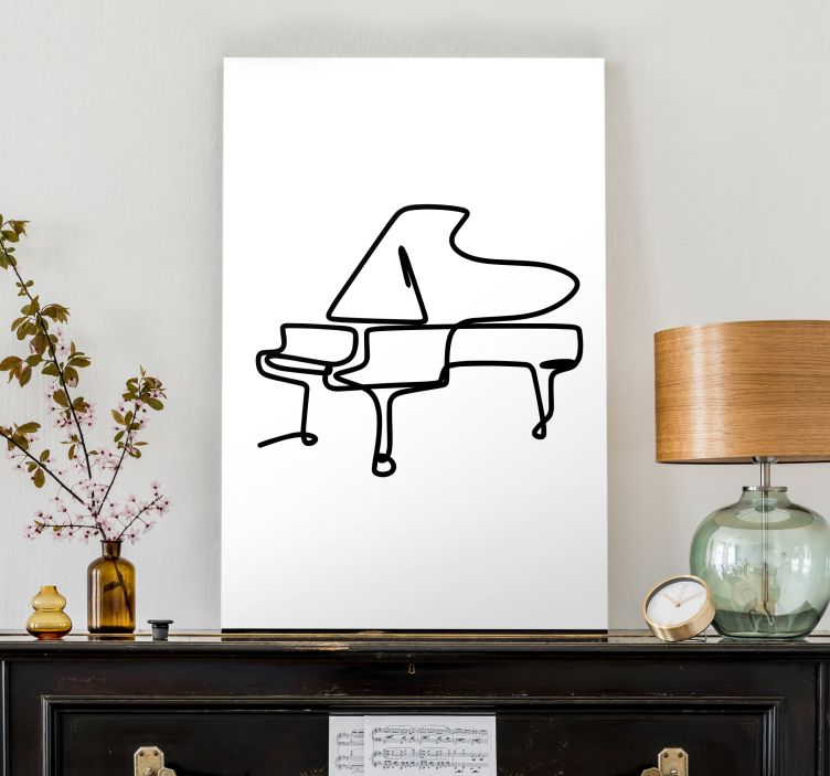 Piano outline platno slikanje glasbe - TenStickers