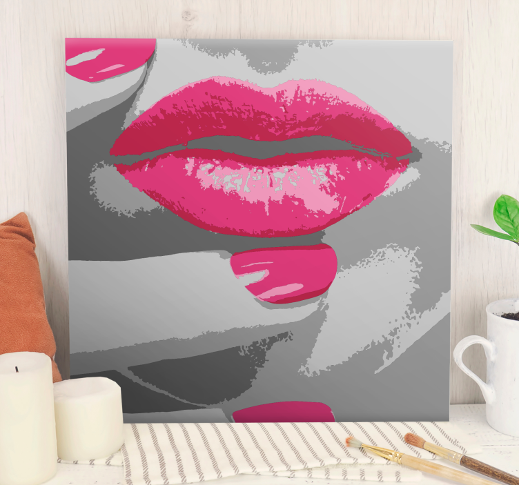 Pink lip detail krogovna slika na platnu - TenStickers