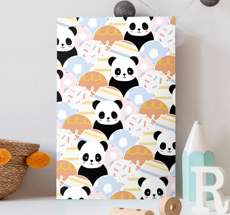 Playful panda patterns platna slike z motivi živali - TenStickers