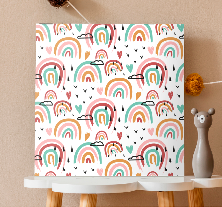 Playful rainbows pattern otroško platno z motivom - TenStickers