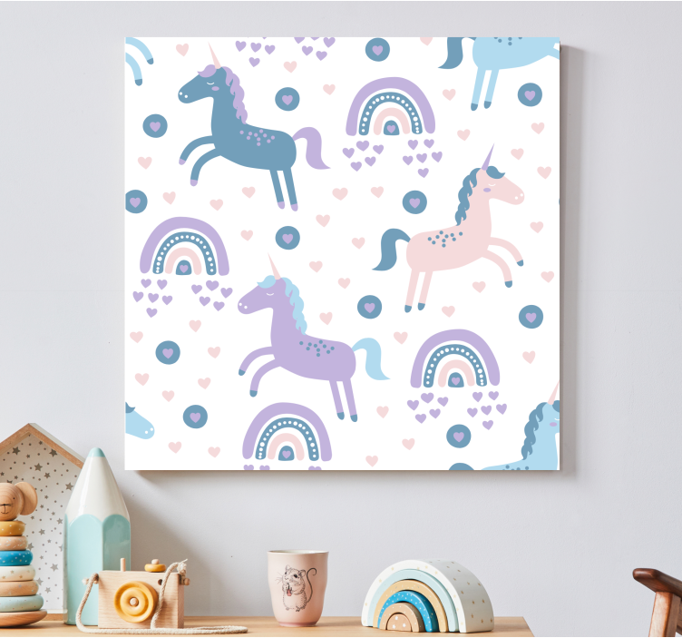 Playful unicorn patterns in platno slikanje jelena - TenStickers