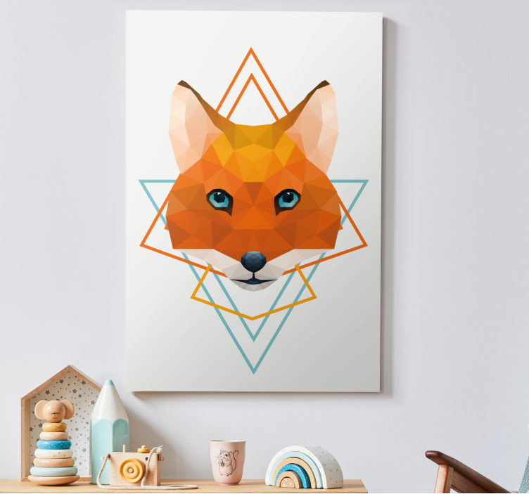Polygonal fox head 3d slike na platnu - TenStickers