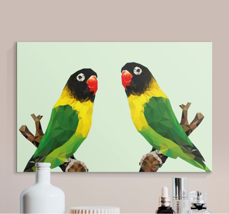 Polygonal parrots display ptica na platnu - TenStickers