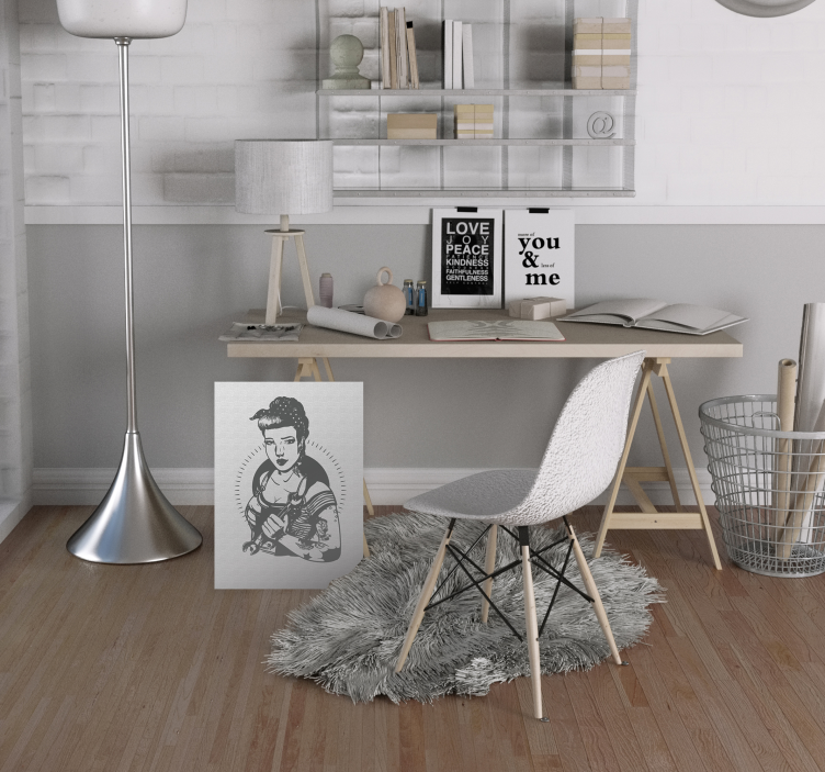 Portret močne ženske Kompozicija ljudi in likov na platnu - TenStickers