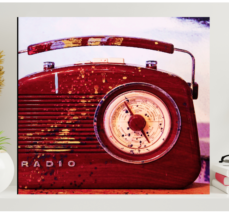 Rdeča vintage radio retro platna - TenStickers