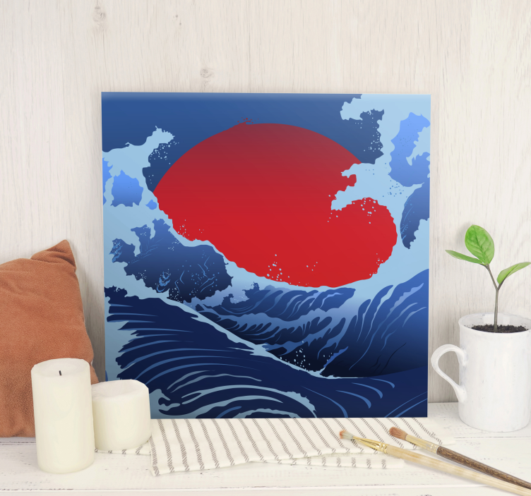 Red sun waves platno slika zemljevidov - TenStickers