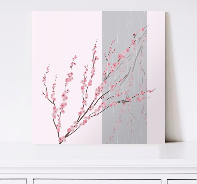 Sakura blossom limb slikarsko platno z rožami - TenStickers