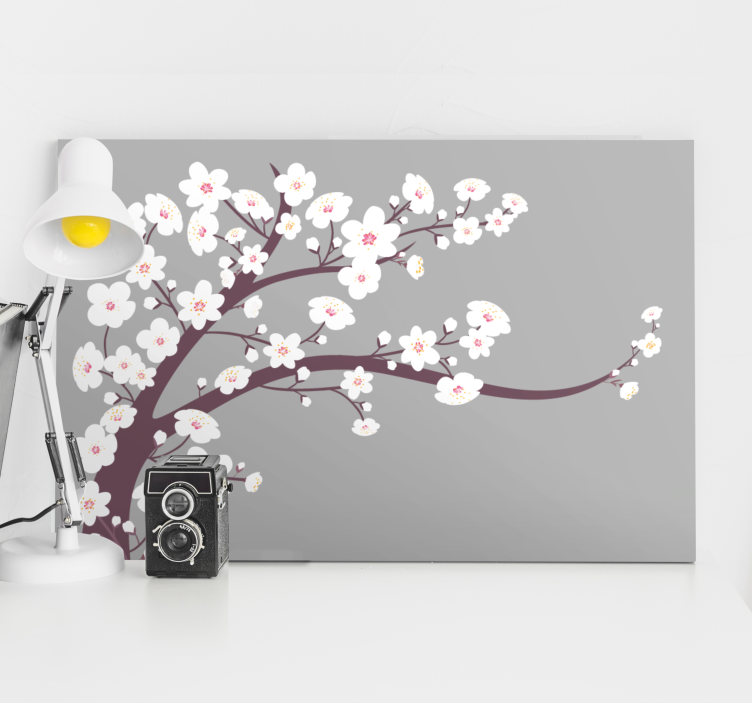 Sakura blossom stalk slikarsko platno z rožami - TenStickers