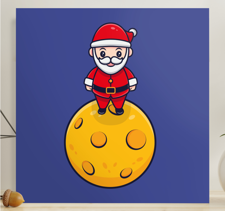 Santa on moon otroško platno s podobo - TenStickers