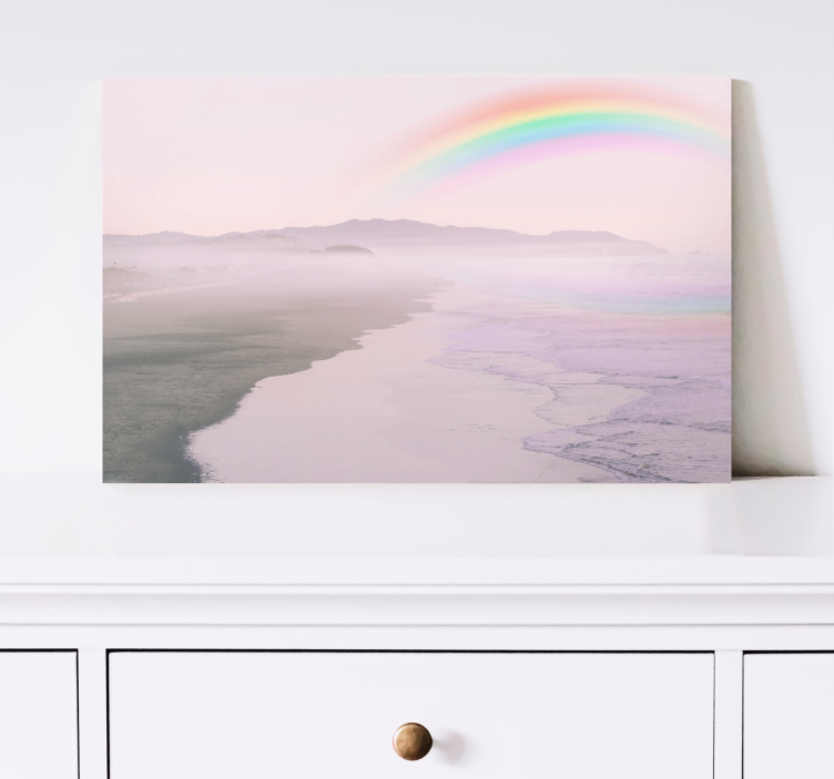 Serene coastal rainbow platno z zemljevidi - TenStickers