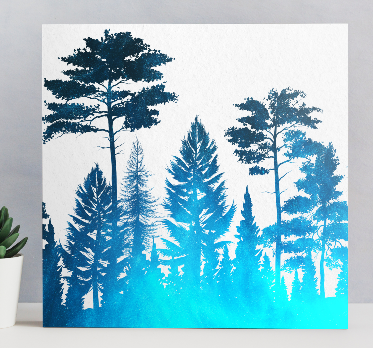 Silhouette forest scene platna z enojnim drevesom - TenStickers