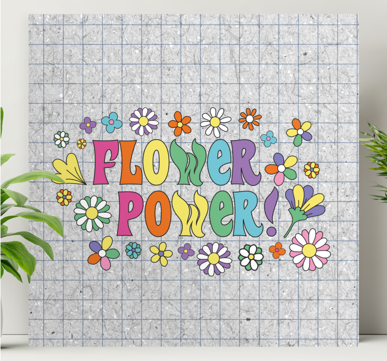 Flower power slogan retro platno - TenStickers