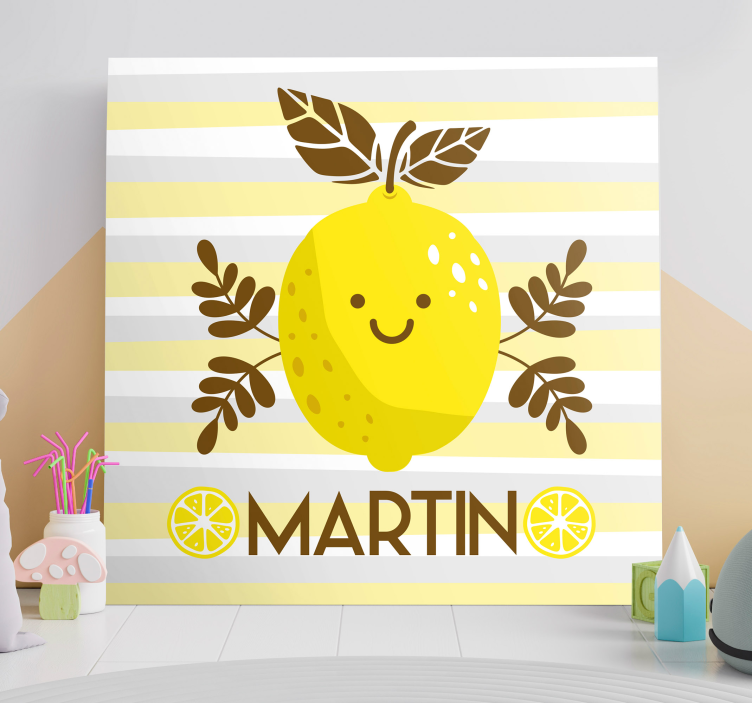 Smiling lemon emblem slikarska platna s sadjem - TenStickers
