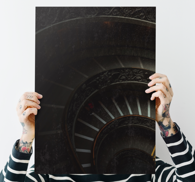 Spiral staircase depth povzetek na platnu - TenStickers