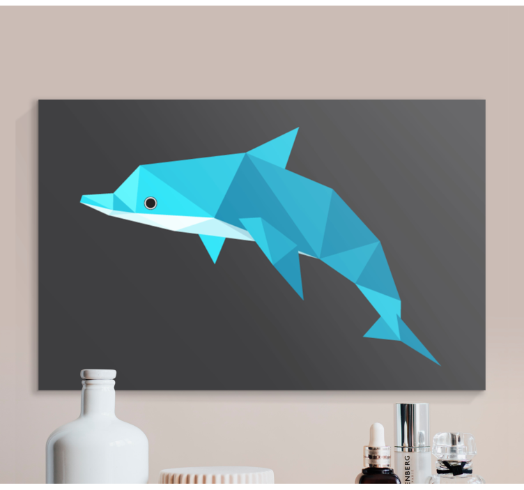 Stylized dolphin portrait na platnu - TenStickers
