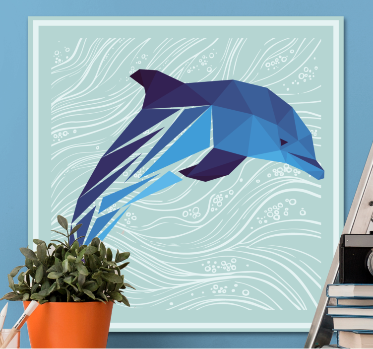 Stylized dolphin splash moderno platno slikarstvo - TenStickers