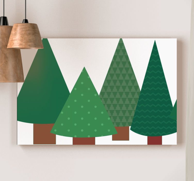 Stylized green trees platna z enojnim drevesom - TenStickers