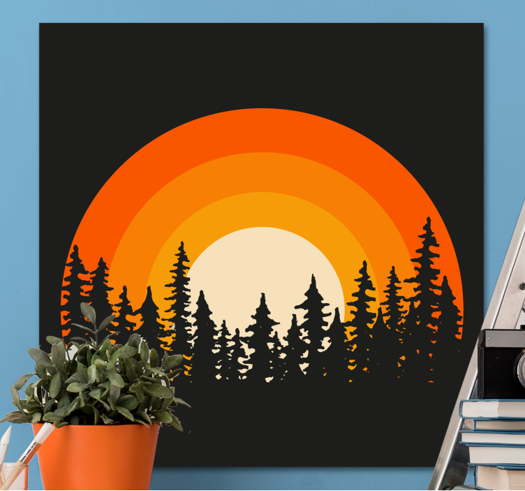 Stylized sunset silhouette platno slika zemljevidov - TenStickers