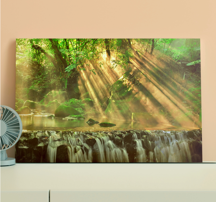Sunlit forest stream platno slika zemljevidov - TenStickers