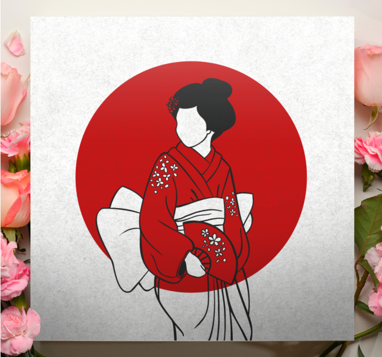 Traditional kimono elegance na platnu z vzhodnimi motivi - TenStickers
